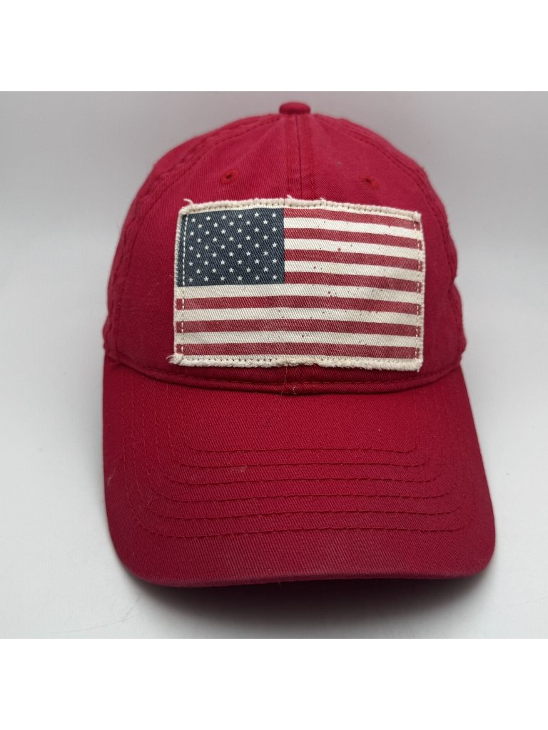 Us American Flag Baseball Cap Mens Red With Patch Adjustable Hat